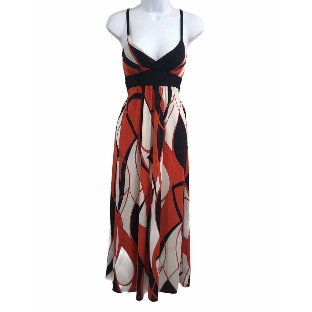 NEW Level Ten Womens Size Small Long Sleeveless Pullover Tie Back Printed Dress